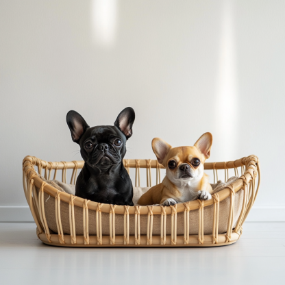 Pet bed, wicker dog bed, cat bed, American-style retro solid wood animal house furniture, Teddy Bichon Frise dog mattress - Image 9