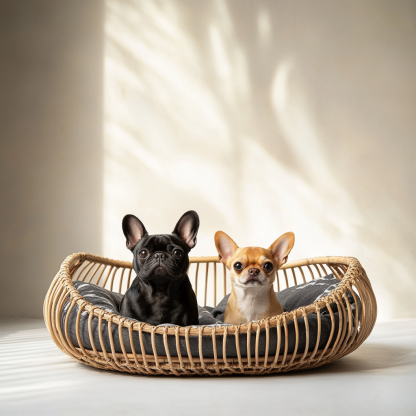 Pet bed, wicker dog bed, cat bed, American-style retro solid wood animal house furniture, Teddy Bichon Frise dog mattress - Image 8