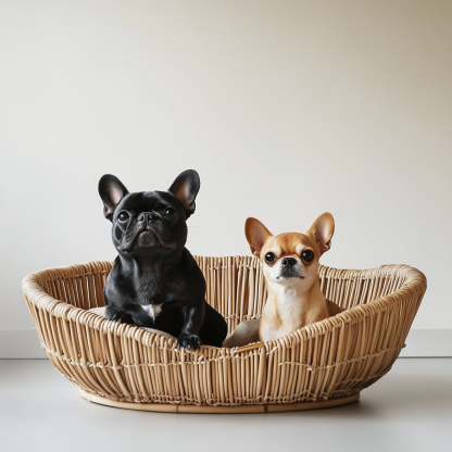 Pet bed, wicker dog bed, cat bed, American-style retro solid wood animal house furniture, Teddy Bichon Frise dog mattress - Image 7