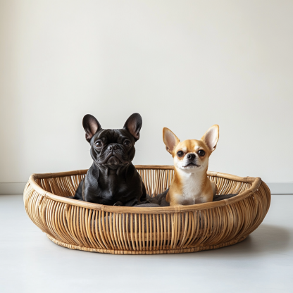 Pet bed, wicker dog bed, cat bed, American-style retro solid wood animal house furniture, Teddy Bichon Frise dog mattress - Image 5