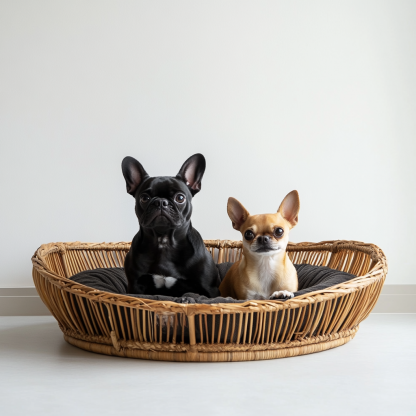 Pet bed, wicker dog bed, cat bed, American-style retro solid wood animal house furniture, Teddy Bichon Frise dog mattress - Image 4