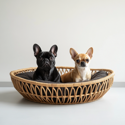 Pet bed, wicker dog bed, cat bed, American-style retro solid wood animal house furniture, Teddy Bichon Frise dog mattress - Image 3