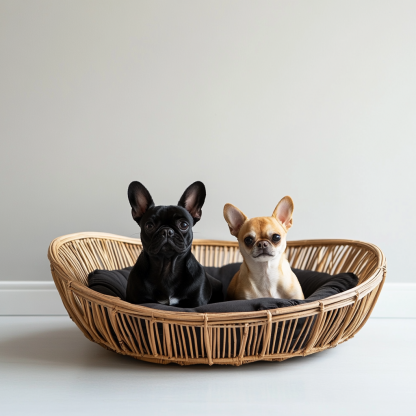 Pet bed, wicker dog bed, cat bed, American-style retro solid wood animal house furniture, Teddy Bichon Frise dog mattress - Image 2