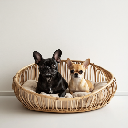 Pet bed, wicker dog bed, cat bed, American-style retro solid wood animal house furniture, Teddy Bichon Frise dog mattress - Image 5