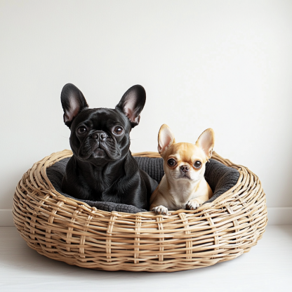 Pet bed, wicker dog bed, cat bed, American-style retro solid wood animal house furniture, Teddy Bichon Frise dog mattress - Image 4