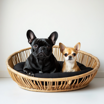 Pet bed, wicker dog bed, cat bed, American-style retro solid wood animal house furniture, Teddy Bichon Frise dog mattress - Image 8