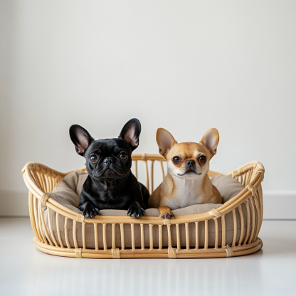 Pet bed, wicker dog bed, cat bed, American-style retro solid wood animal house furniture, Teddy Bichon Frise dog mattress - Image 8