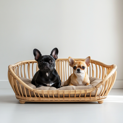 Pet bed, wicker dog bed, cat bed, American-style retro solid wood animal house furniture, Teddy Bichon Frise dog mattress - Image 7