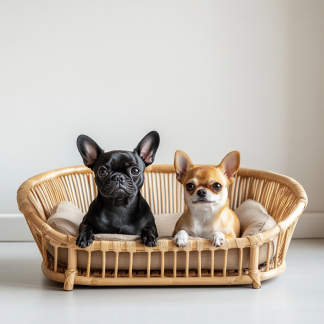 Pet bed, wicker dog bed, cat bed, American-style retro solid wood animal house furniture, Teddy Bichon Frise dog mattress