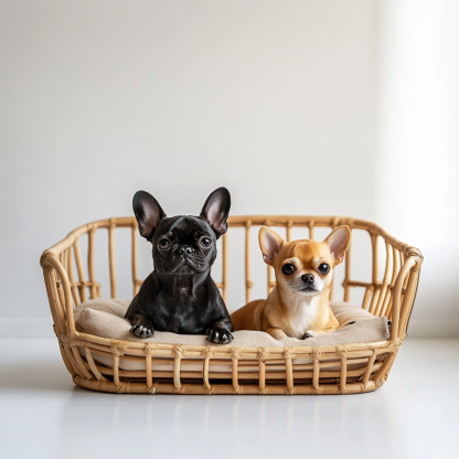 Pet bed, wicker dog bed, cat bed, American-style retro solid wood animal house furniture, Teddy Bichon Frise dog mattress - Image 5