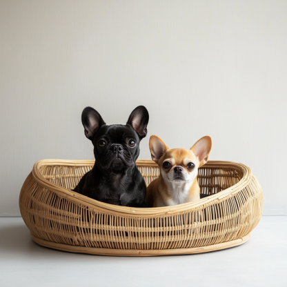 Pet bed, wicker dog bed, cat bed, American-style retro solid wood animal house furniture, Teddy Bichon Frise dog mattress - Image 9