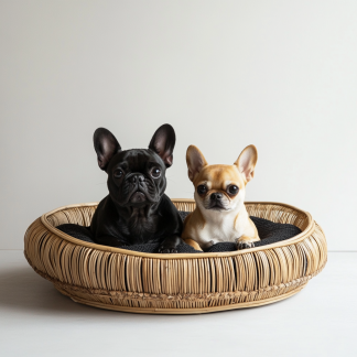 Pet bed, wicker dog bed, cat bed, American-style retro solid wood animal house furniture, Teddy Bichon Frise dog mattress
