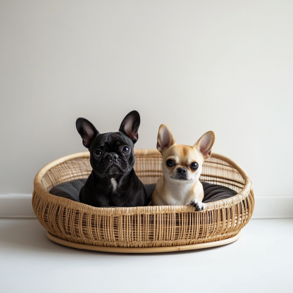 Pet bed, wicker dog bed, cat bed, American-style retro solid wood animal house furniture, Teddy Bichon Frise dog mattress - Image 7