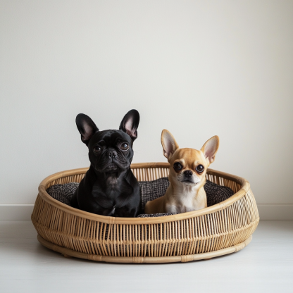 Pet bed, wicker dog bed, cat bed, American-style retro solid wood animal house furniture, Teddy Bichon Frise dog mattress - Image 6