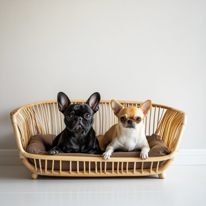 Pet bed, wicker dog bed, cat bed, American-style retro solid wood animal house furniture, Teddy Bichon Frise dog mattress - Image 4