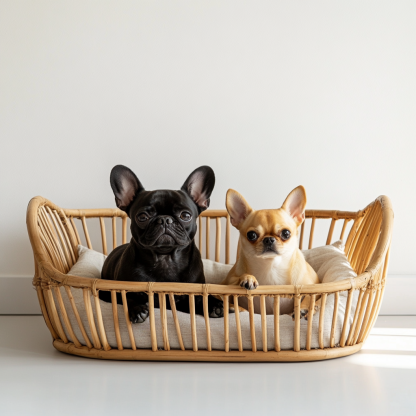 Pet bed, wicker dog bed, cat bed, American-style retro solid wood animal house furniture, Teddy Bichon Frise dog mattress - Image 3