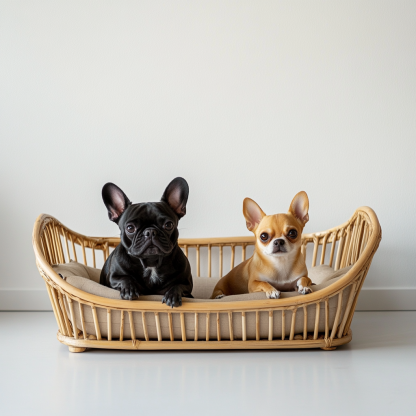 Pet bed, wicker dog bed, cat bed, American-style retro solid wood animal house furniture, Teddy Bichon Frise dog mattress - Image 9