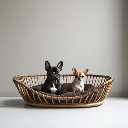 Pet bed, wicker dog bed, cat bed, American-style retro solid wood animal house furniture, Teddy Bichon Frise dog mattress - Image 4