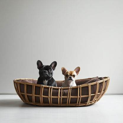 Pet bed, wicker dog bed, cat bed, American-style retro solid wood animal house furniture, Teddy Bichon Frise dog mattress - Image 3