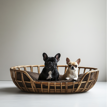 Pet bed, wicker dog bed, cat bed, American-style retro solid wood animal house furniture, Teddy Bichon Frise dog mattress - Image 2