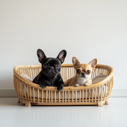 Pet bed, wicker dog bed, cat bed, American-style retro solid wood animal house furniture, Teddy Bichon Frise dog mattress - Image 5