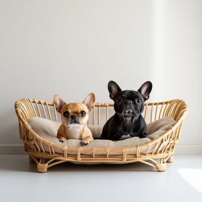 Pet bed, wicker dog bed, cat bed, American-style retro solid wood animal house furniture, Teddy Bichon Frise dog mattress - Image 4