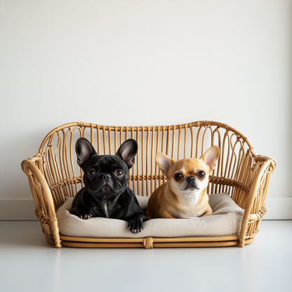 Pet bed, wicker dog bed, cat bed, American-style retro solid wood animal house furniture, Teddy Bichon Frise dog mattress - Image 9