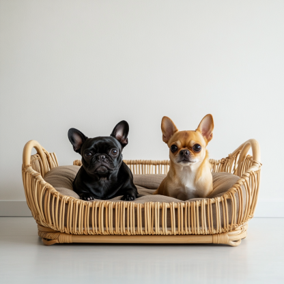 Pet bed, wicker dog bed, cat bed, American-style retro solid wood animal house furniture, Teddy Bichon Frise dog mattress - Image 8