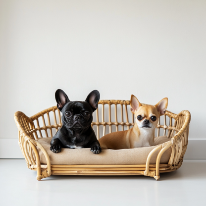 Pet bed, wicker dog bed, cat bed, American-style retro solid wood animal house furniture, Teddy Bichon Frise dog mattress - Image 7