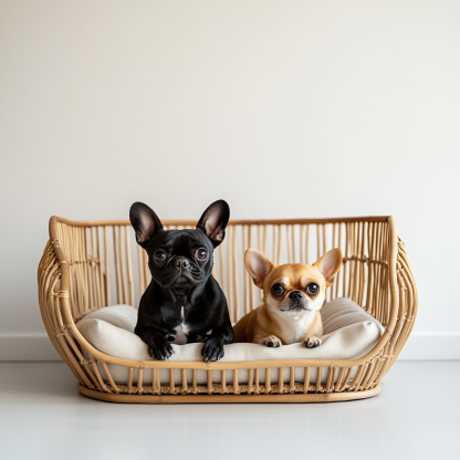 Pet bed, wicker dog bed, cat bed, American-style retro solid wood animal house furniture, Teddy Bichon Frise dog mattress - Image 6