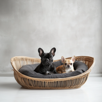 Pet bed, wicker dog bed, cat bed, American-style retro solid wood animal house furniture, Teddy Bichon Frise dog mattress - Image 8