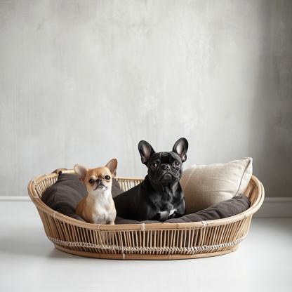 Pet bed, wicker dog bed, cat bed, American-style retro solid wood animal house furniture, Teddy Bichon Frise dog mattress - Image 7