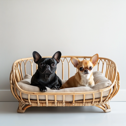Pet bed, wicker dog bed, cat bed, American-style retro solid wood animal house furniture, Teddy Bichon Frise dog mattress - Image 8