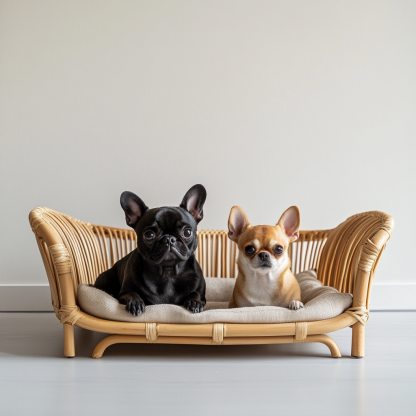 Pet bed, wicker dog bed, cat bed, American-style retro solid wood animal house furniture, Teddy Bichon Frise dog mattress - Image 5