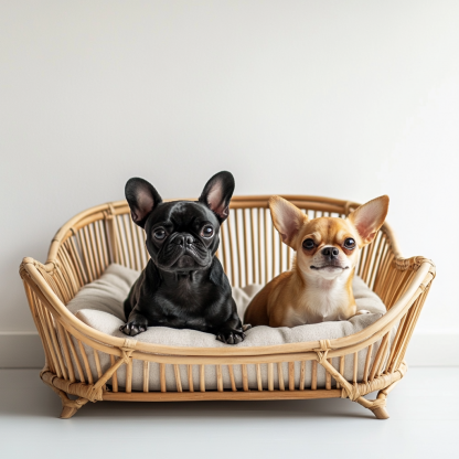 Pet bed, wicker dog bed, cat bed, American-style retro solid wood animal house furniture, Teddy Bichon Frise dog mattress - Image 7