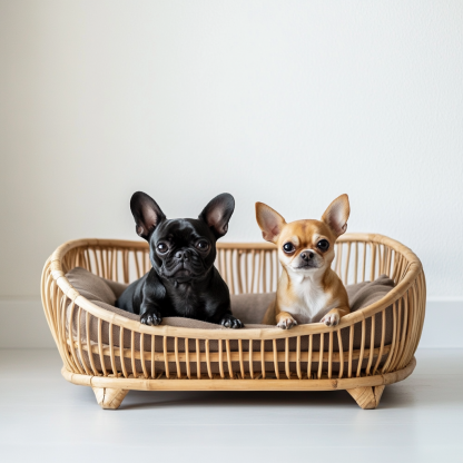 Pet bed, wicker dog bed, cat bed, American-style retro solid wood animal house furniture, Teddy Bichon Frise dog mattress - Image 6