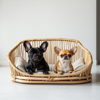 Pet bed, wicker dog bed, cat bed, American-style retro solid wood animal house furniture, Teddy Bichon Frise dog mattress
