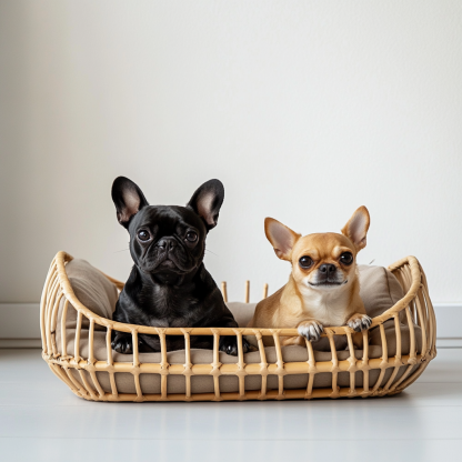 Pet bed, wicker dog bed, cat bed, American-style retro solid wood animal house furniture, Teddy Bichon Frise dog mattress - Image 4