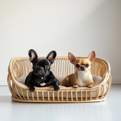 Pet bed, wicker dog bed, cat bed, American-style retro solid wood animal house furniture, Teddy Bichon Frise dog mattress - Image 3