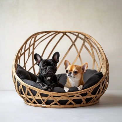 10 Pet beds, wicker dog beds, cat beds, American-style retro solid wood animal house furniture, Teddy Bichon Frise dog bed MATS - Image 4
