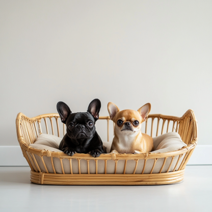 Pet bed, wicker dog bed, cat bed, American-style retro solid wood animal house furniture, Teddy Bichon Frise dog mattress - Image 5
