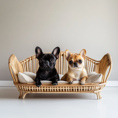 Pet bed, wicker dog bed, cat bed, American-style retro solid wood animal house furniture, Teddy Bichon Frise dog mattress - Image 4