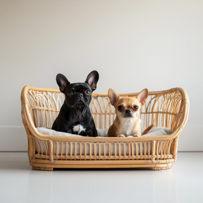 Pet bed, wicker dog bed, cat bed, American-style retro solid wood animal house furniture, Teddy Bichon Frise dog mattress - Image 3