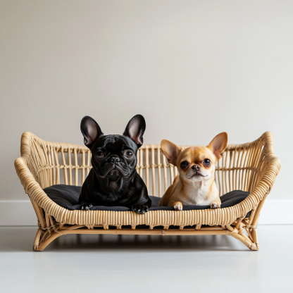 Pet bed, wicker dog bed, cat bed, American-style retro solid wood animal house furniture, Teddy Bichon Frise dog mattress - Image 2