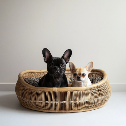Pet bed, wicker dog bed, cat bed, American-style retro solid wood animal house furniture, Teddy Bichon Frise dog mattress - Image 6
