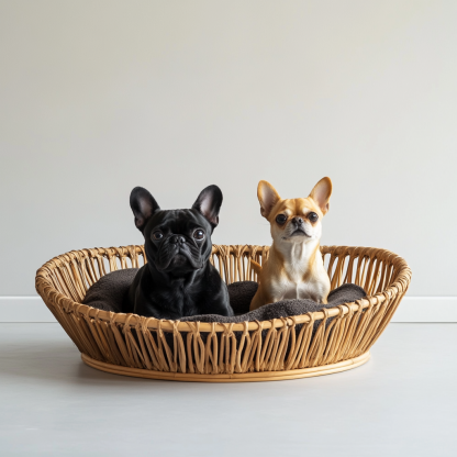 Pet bed, wicker dog bed, cat bed, American-style retro solid wood animal house furniture, Teddy Bichon Frise dog mattress - Image 4