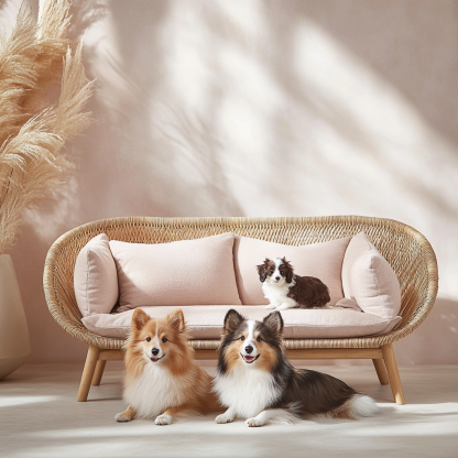 Pet bed, wicker dog bed, cat bed, American-style retro solid wood animal house furniture, Teddy Bichon Frise dog mattress - Image 4