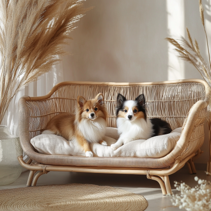 Pet bed, wicker dog bed, cat bed, American-style retro solid wood animal house furniture, Teddy Bichon Frise dog mattress - Image 3