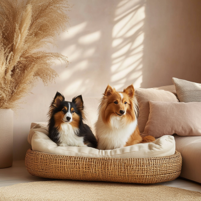 Pet bed, wicker dog bed, cat bed, American-style retro solid wood animal house furniture, Teddy Bichon Frise dog mattress - Image 2