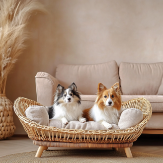 Pet bed, wicker dog bed, cat bed, American-style retro solid wood animal house furniture, Teddy Bichon Frise dog mattress